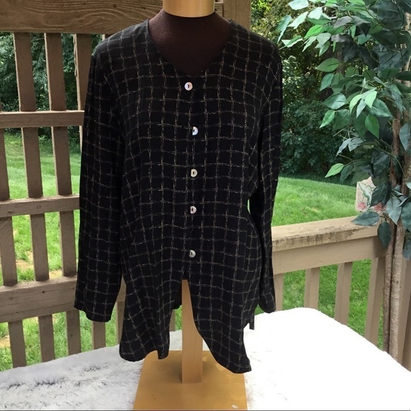 Lauren Lee Black Button Down Blouse med - Picture 1 of 16